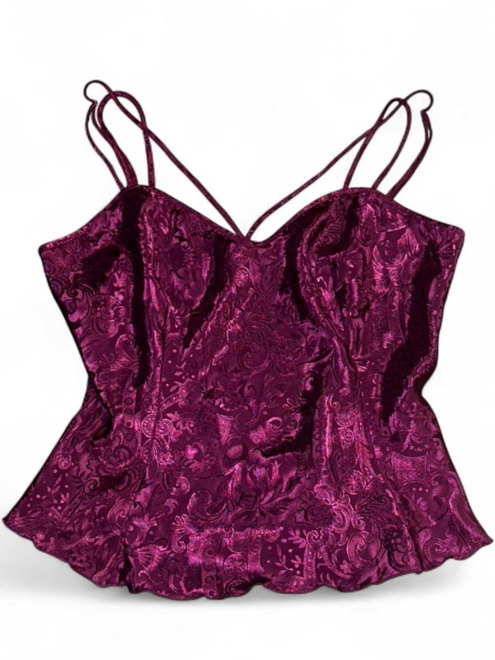 Victoria’s Secret Gold Label Vintage Floral Satin Purple Tank Top Size Medium